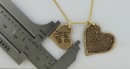 Necklace with One Handwriting and One Fingerprint Charm In Choice of Silver or Bronze and Shape - Maya Belle Jewelry 