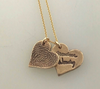 One Handwriting and One Fingerprint Charm Necklace In Choice of Silver or Bronze and Shape - Maya Belle Jewelry 