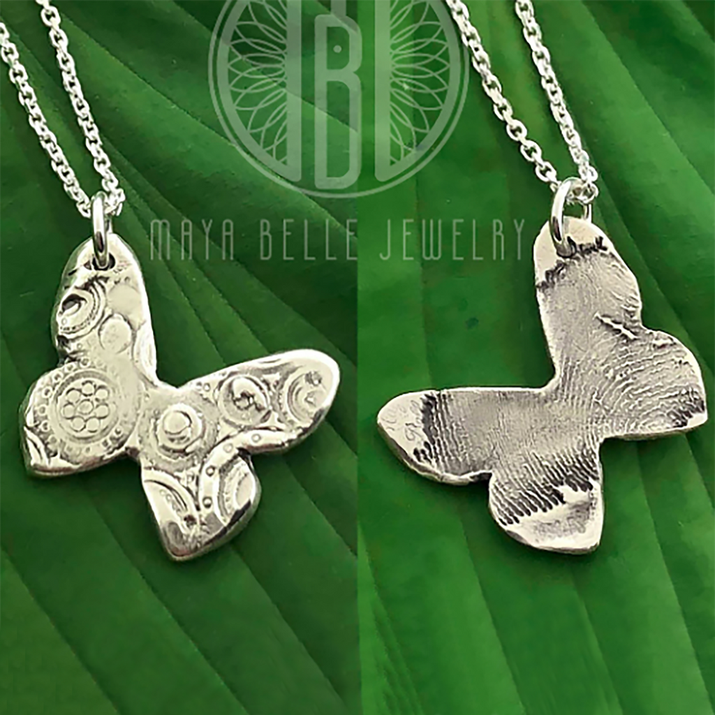 Unique Cirque Butterfly Fingerprint Necklace - Maya Belle Jewelry 