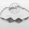 Lotus Fingerprint Charm Bracelet With Silver Geometric Beads (with Choice of Initials, Back Engraving and up to 5 charms) - Maya Belle Jewelry 