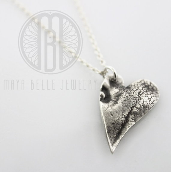 Dog Nose or Paw Print Pendant Necklace With Engraving on The Back - Maya Belle Jewelry 
