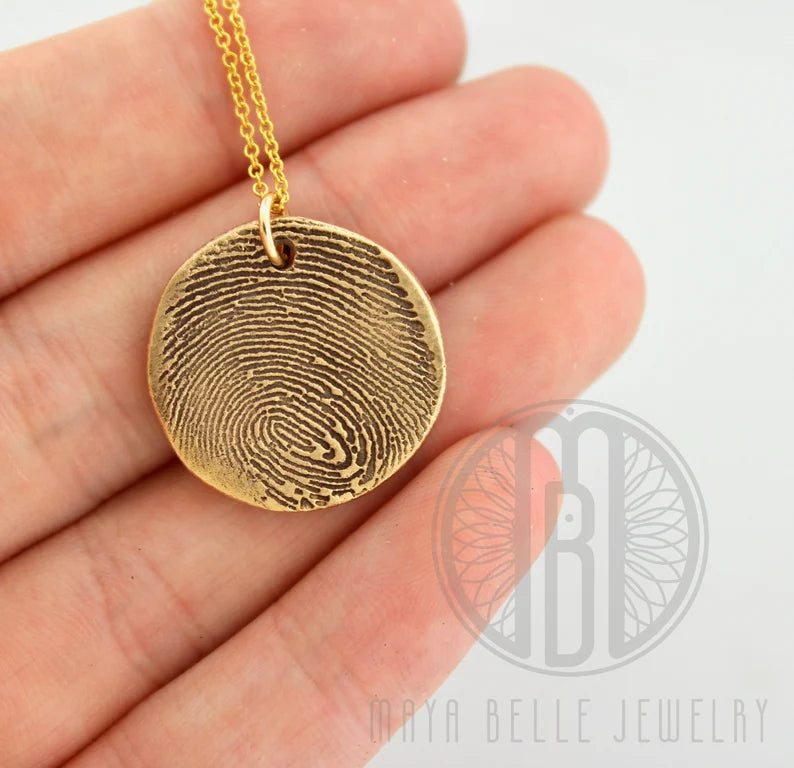 Fingerprint Keepsake Charm Necklace - Maya Belle Jewelry 
