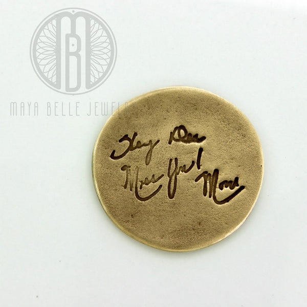 Handwriting Pocket Good Luck Charm Coin - Maya Belle Jewelry 