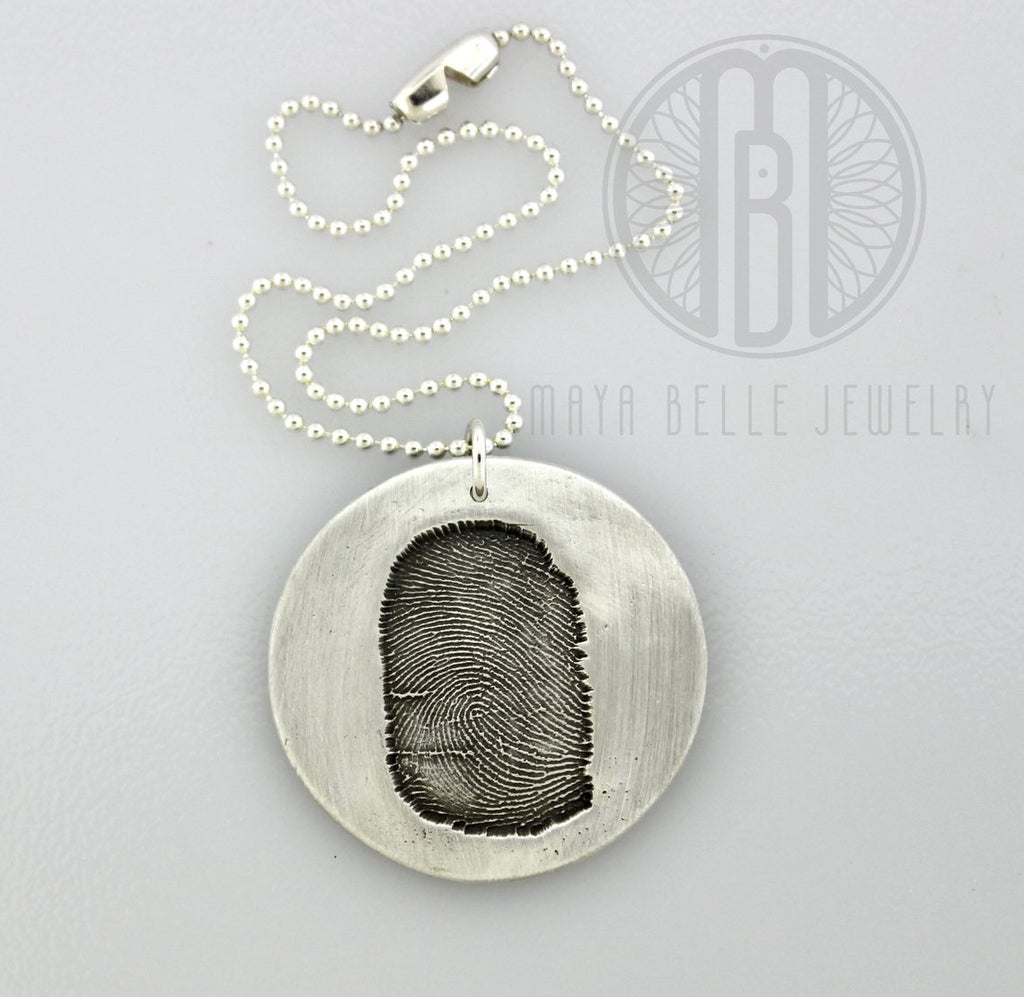 Fingerprint Good Luck Charm in Pure Silver with Ball Chain - Maya Belle Jewelry 