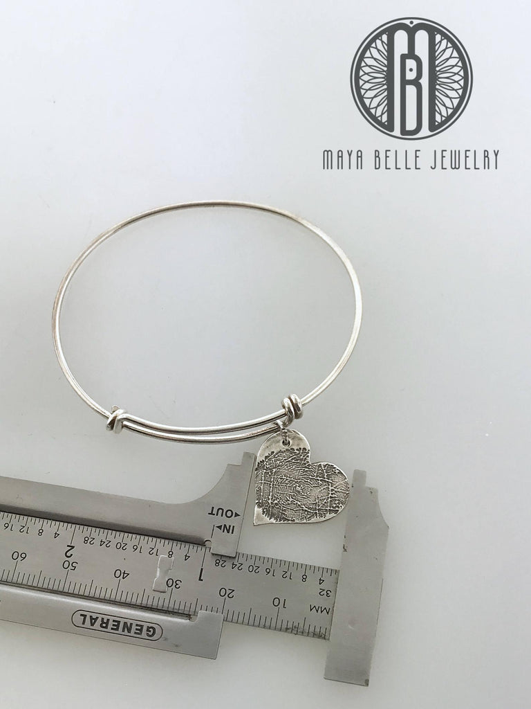 Fingerprint Bangle in Choice of Silver or Bronze and Shape - Maya Belle Jewelry 