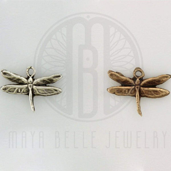 Add a Handmade Dragonfly Charm in Bronze or Fine, Pure Silver (.999) - Maya Belle Jewelry 