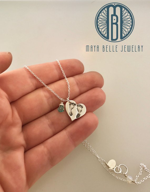 Baby's Footprints keepsake necklace - Maya Belle Jewelry 