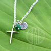 Cross Necklace with Initial and Birthstone - Maya Belle Jewelry 
