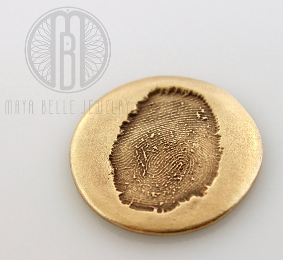 Fingerprint Good Luck Pocket Charm in Pure Bronze - Maya Belle Jewelry 