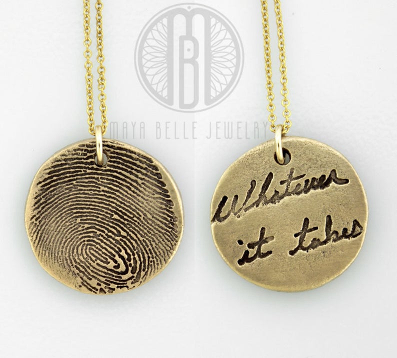 Fingerprint and handwriting necklace - Maya Belle Jewelry 