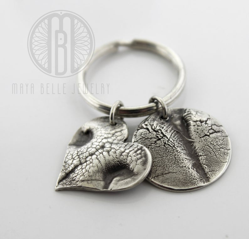 Two Large Molded Dog Noses Keychain - Maya Belle Jewelry 