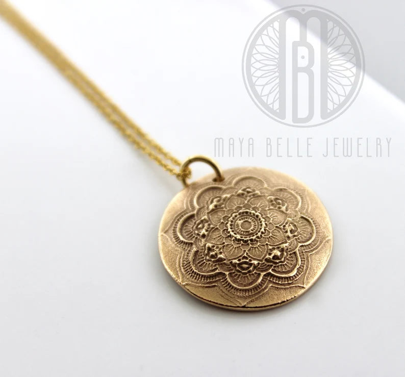 Baby Handprint Mandala Keepsake Charm Necklace - Maya Belle Jewelry 