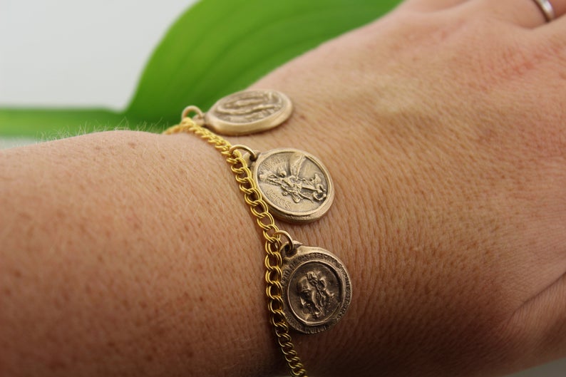 Saints charm bracelet - Maya Belle Jewelry 