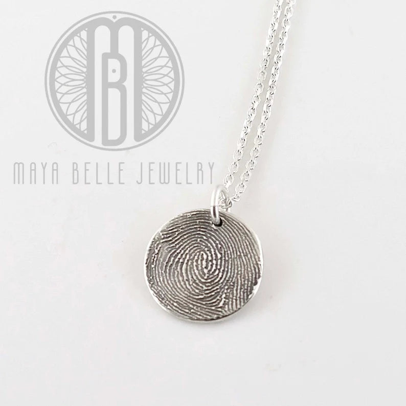 Fingerprint Keepsake Charm on Necklace - Maya Belle Jewelry 