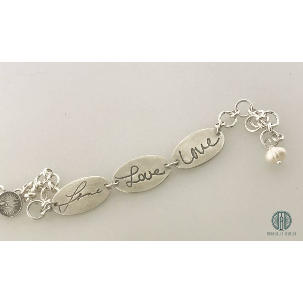 Handwriting Keepsake Charm Bracelet - Customer's Product with price 139.00 ID dc0UJdB2oiuZzVcp61RkQH0H - Maya Belle Jewelry 