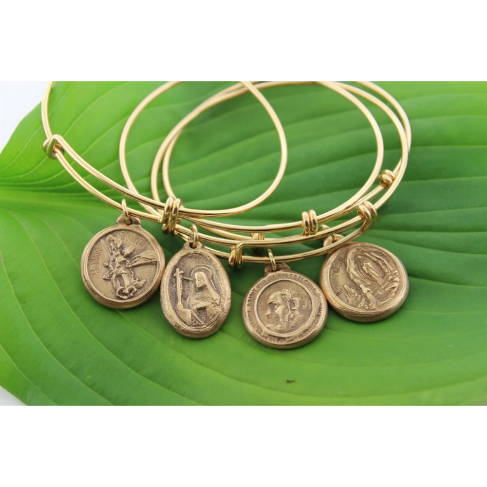 Saint Rita of Cascia Medallion Charm Bangle - Customer's Product with price 139.00 ID DIlgiysBxrvxSQOWz8Mmcx67 - Maya Belle Jewelry 