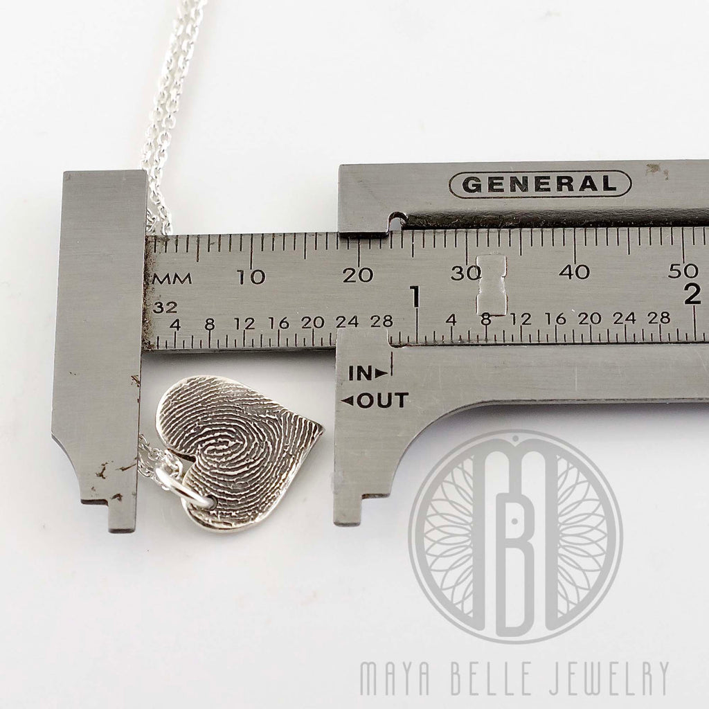 Classic Fingerprint necklace in puffy heart shape - Maya Belle Jewelry 