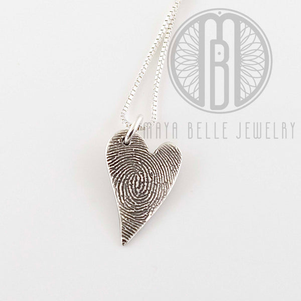 Classic long heart Fingerprint necklace - Maya Belle Jewelry 
