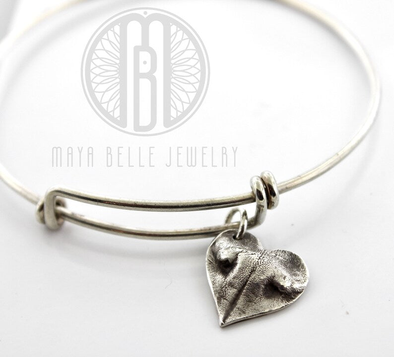Pet Nose Print Keepsake Charm Bangle - Maya Belle Jewelry 